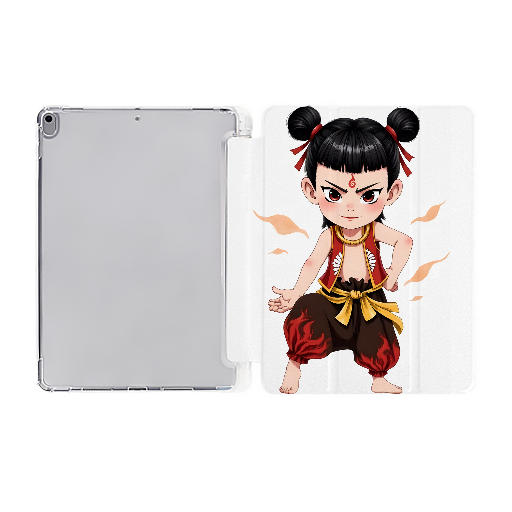 （画像用） Ne Zha 2 ナタ 魔童の大暴れ IPad ケース ペン収納付き 三つ折りスタンド PUレザー×シリコン 対応機種9.5/10.5/10.9インチ